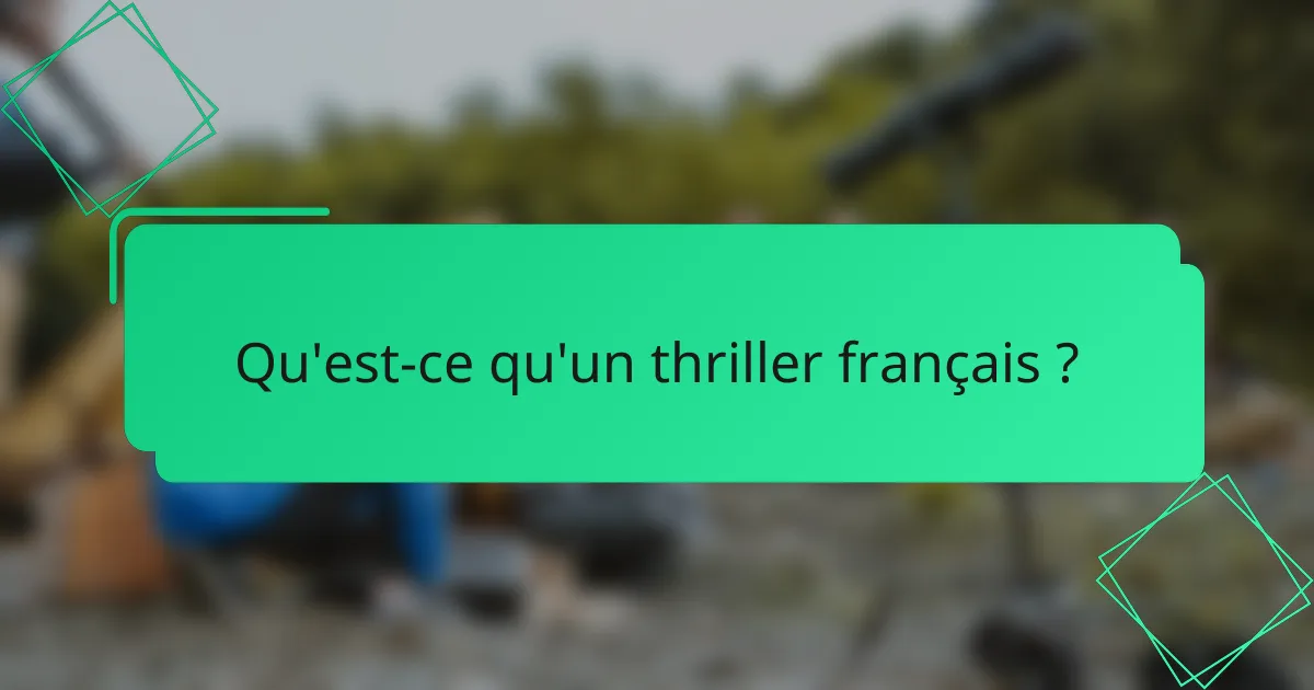 Qu'est-ce qu'un thriller français ?